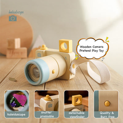 Wooden Kaleidoscope Camera Pretend Play Simulation Toy Gift