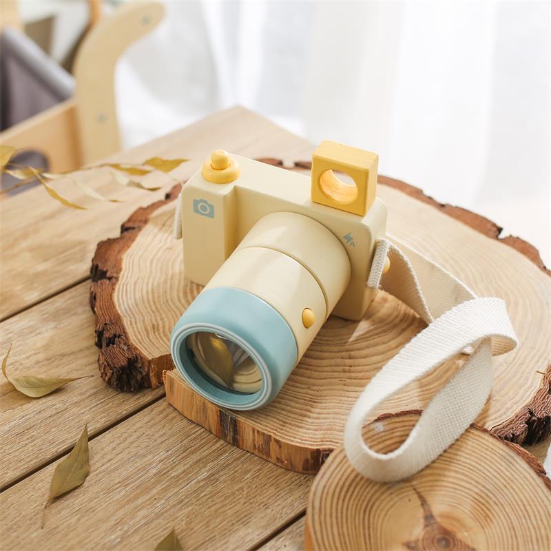 Wooden Kaleidoscope Camera Pretend Play Simulation Toy Gift