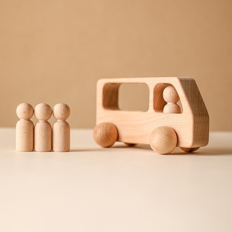 Wooden Cars with 4 counting counters Montessori inspired Toy