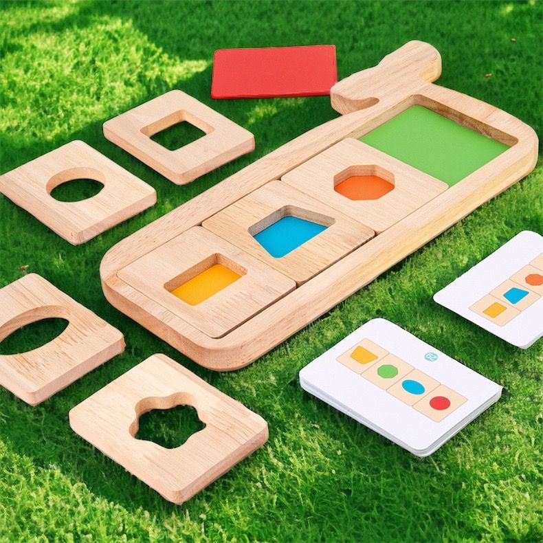 Whale Color and Shapes Sorting Toy. Montessori inspired