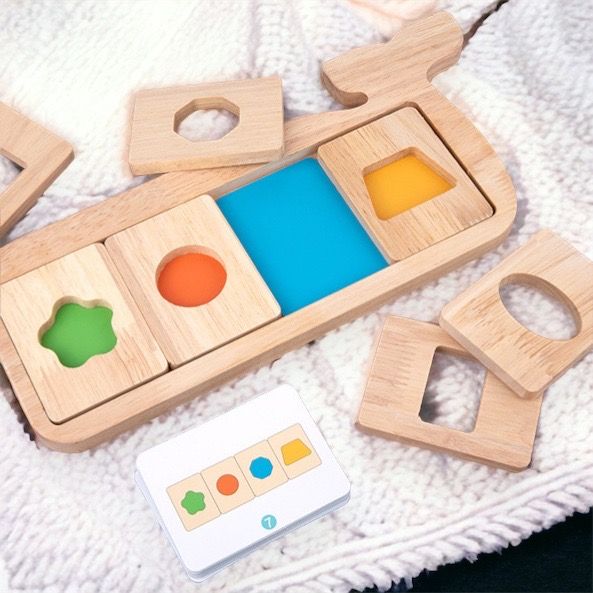 Whale Color and Shapes Sorting Toy. Montessori inspired