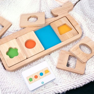 Whale Color and Shapes Sorting Toy. Montessori inspired