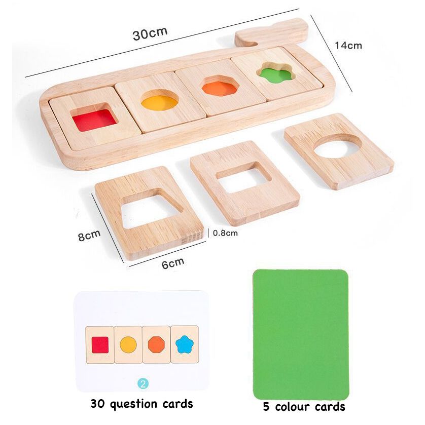 Whale Color and Shapes Sorting Toy. Montessori inspired