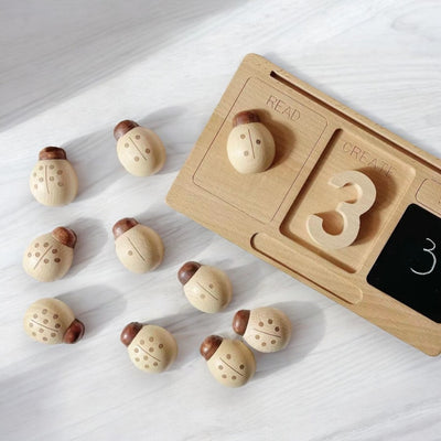 Wooden Ladybugs Counting Toy 10pc. Montessori Math Learning