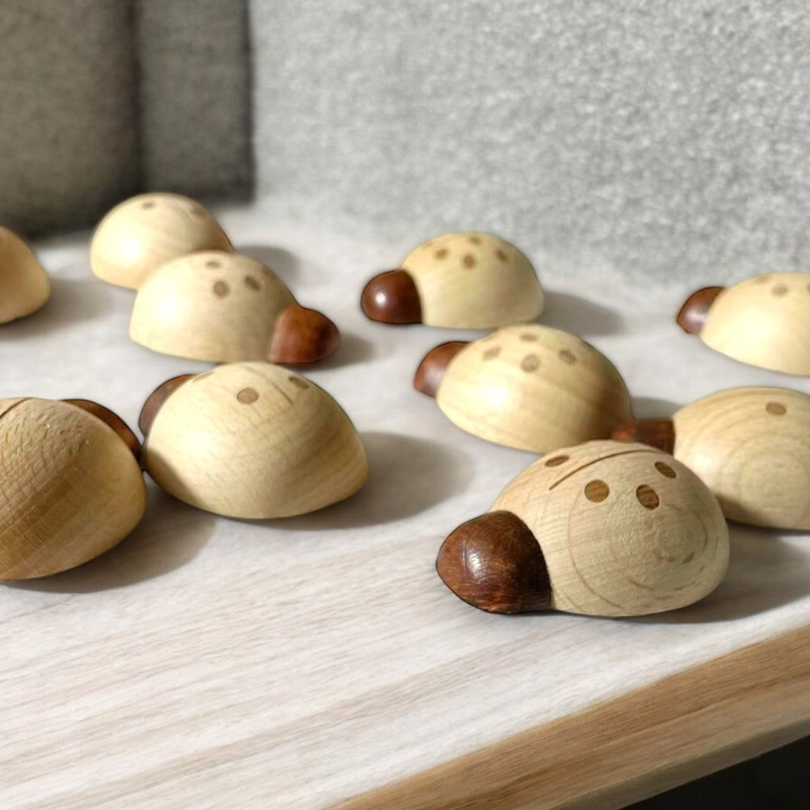Wooden Ladybugs Counting Toy 10pc. Montessori Math Learning