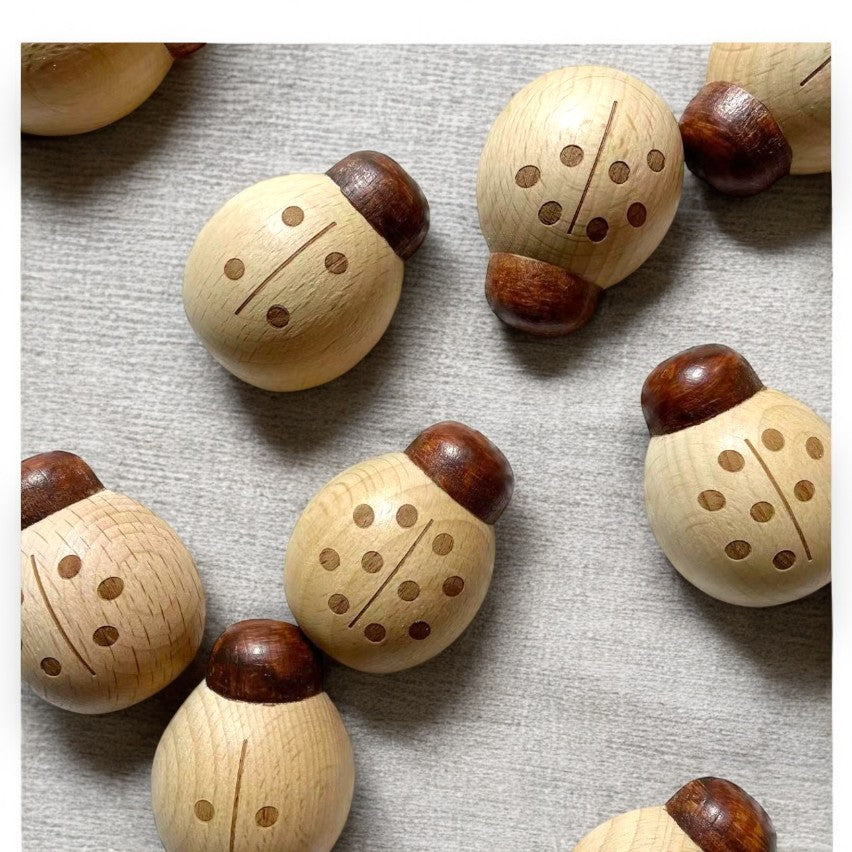 Wooden Ladybugs Counting Toy 10pc. Montessori Math Learning