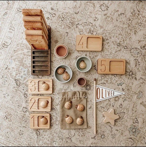 Wooden Ladybugs Counting Toy 10pc. Montessori Math Learning