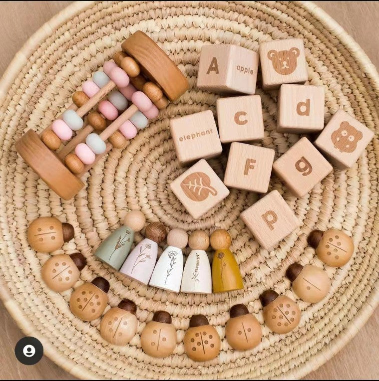 Wooden Ladybugs Counting Toy 10pc. Montessori Math Learning