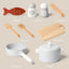 Wooden Cooking Pretend Play Set. Wooden Kitchen Food Toy.
