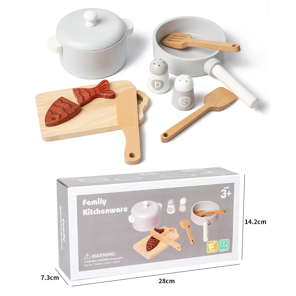 Wooden Cooking Pretend Play Set. Wooden Kitchen Food Toy.
