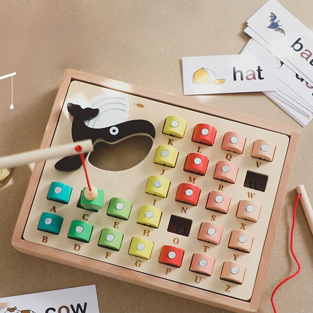 Montessori Inspired Wooden Fishing Educational Word Building Toy