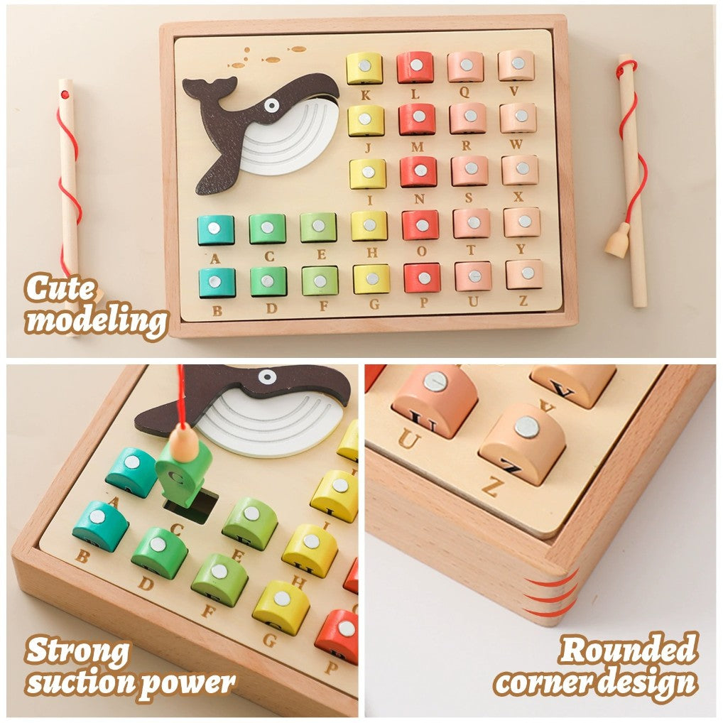 Montessori Inspired Wooden Fishing Educational Word Building Toy