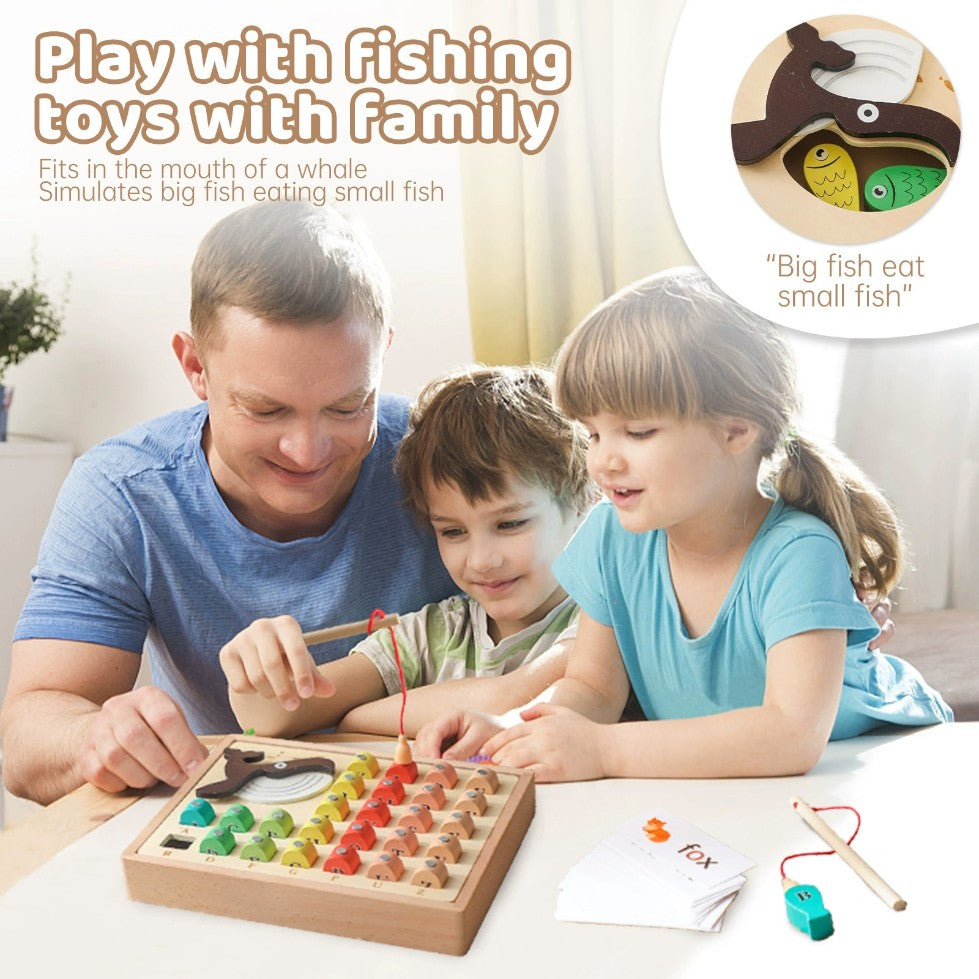 Montessori Inspired Wooden Fishing Educational Word Building Toy