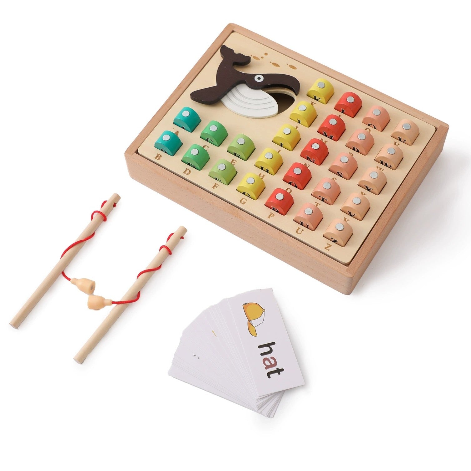 Montessori Inspired Wooden Fishing Educational Word Building Toy