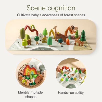 Montessori Inspired Wooden Forest Scene Animal Pretend Play