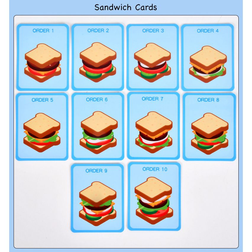 Wooden Hamburger & Sandwich Fast Food Order Kitchen Game