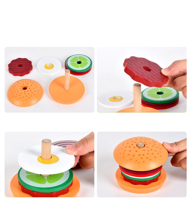 Wooden Hamburger & Sandwich Fast Food Order Kitchen Game