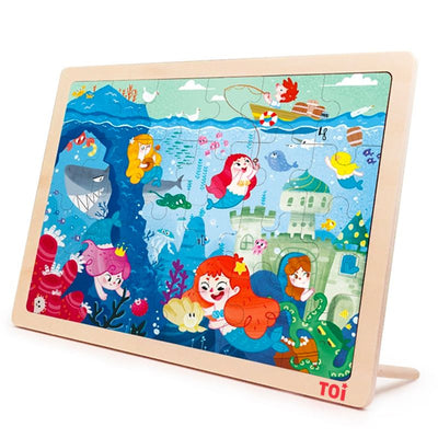 TOI Mermaid 24pc Wooden Jigsaw Puzzle With Display Tray