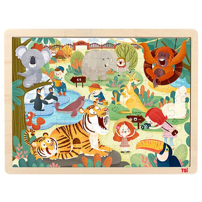 TOI Zoo 48pc Wooden Jigsaw Puzzle With Display Tray