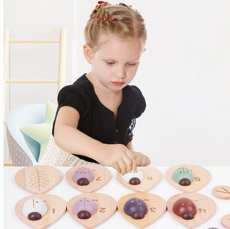 Montessori inspired wooden ladybug educational counting toy