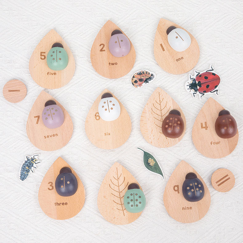 Montessori inspired wooden ladybug educational counting toy