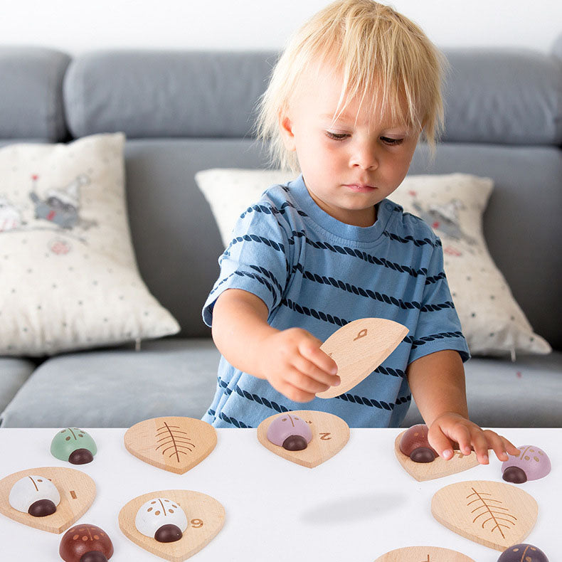 Montessori inspired wooden ladybug educational counting toy