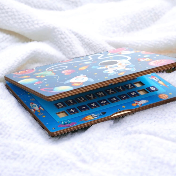 Wooden Laptop Magnetic Alphabet  Keypad Educational Toy Gift