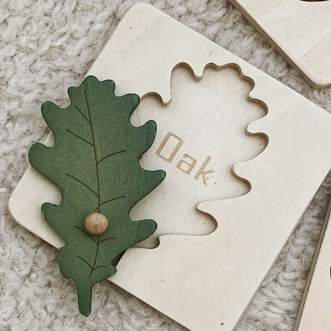 Wooden Knob Leaf Puzzle Montessori Early Learning STEM toy