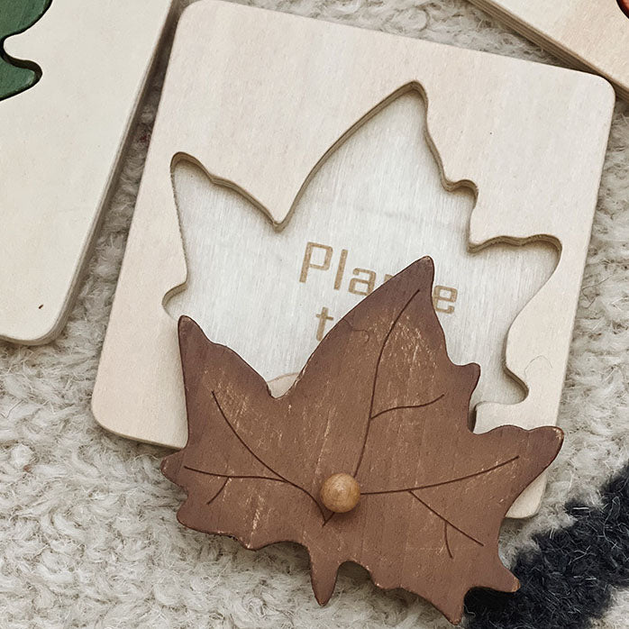 Wooden Knob Leaf Puzzle Montessori Early Learning STEM toy