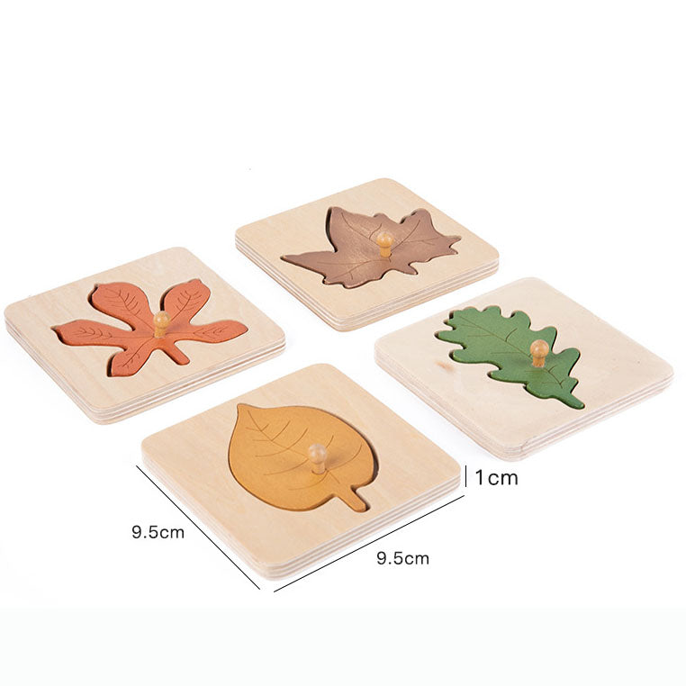 Wooden Knob Leaf Puzzle Montessori Early Learning STEM toy