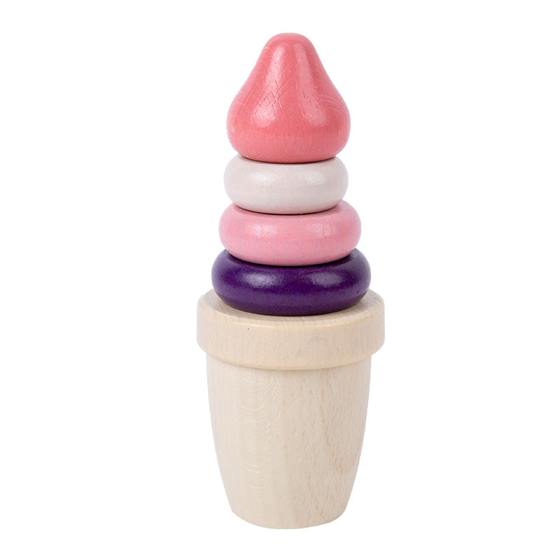 Clearance Wooden Magnetic Ice Cream Cone Pretend Play Kitchen Food Toy