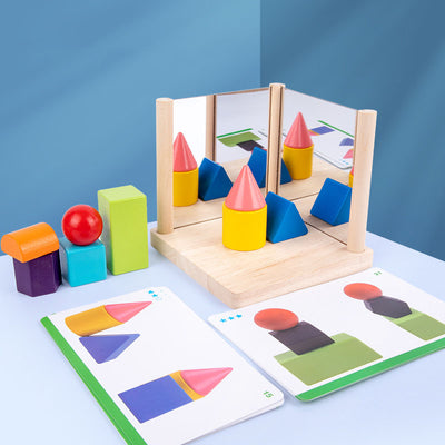 Wooden Mirror Shapes Cognition Collage Building Puzzle Game