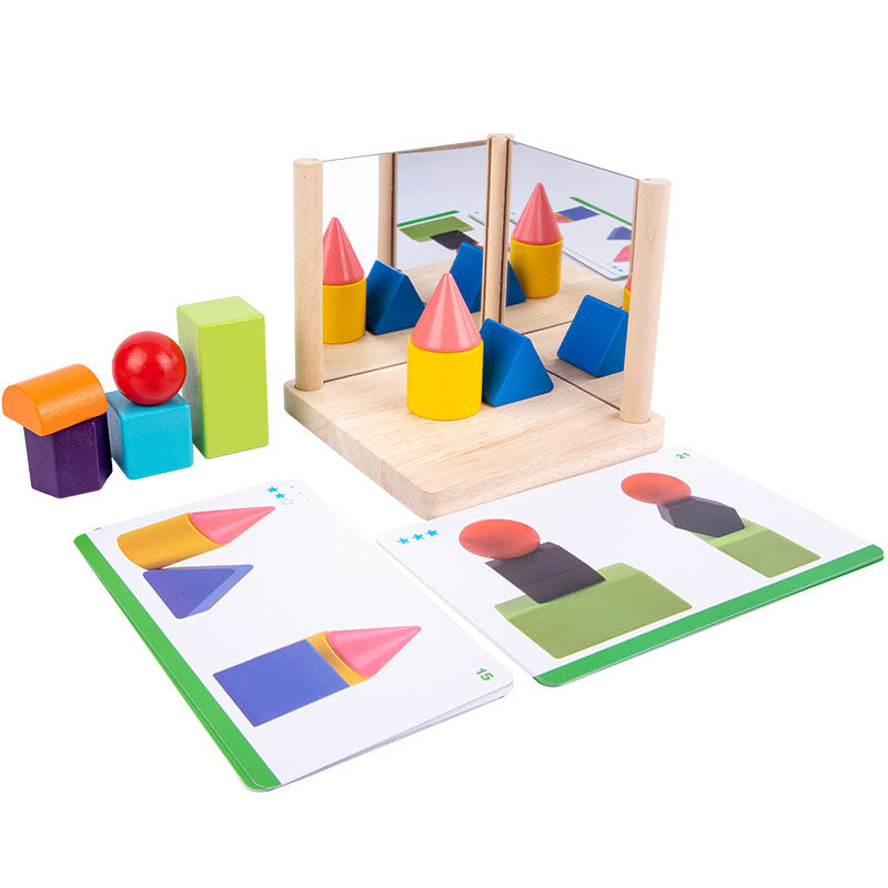Wooden Mirror Shapes Cognition Collage Building Puzzle Game