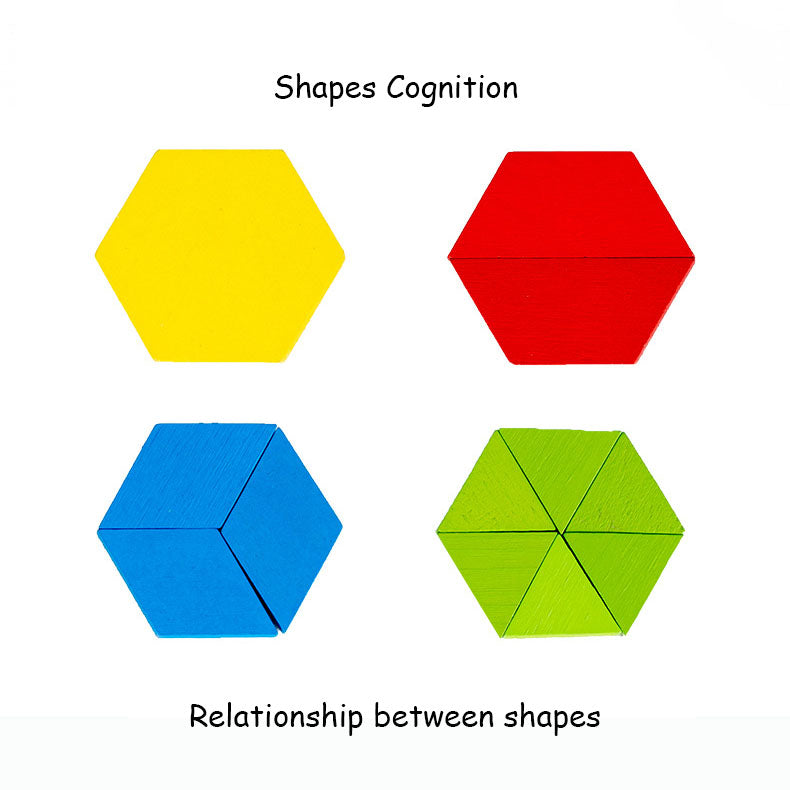 Wooden Mirror Shapes Cognition Collage Building Puzzle Game