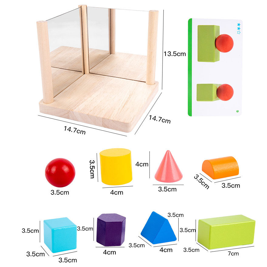 Wooden Mirror Shapes Cognition Collage Building Puzzle Game