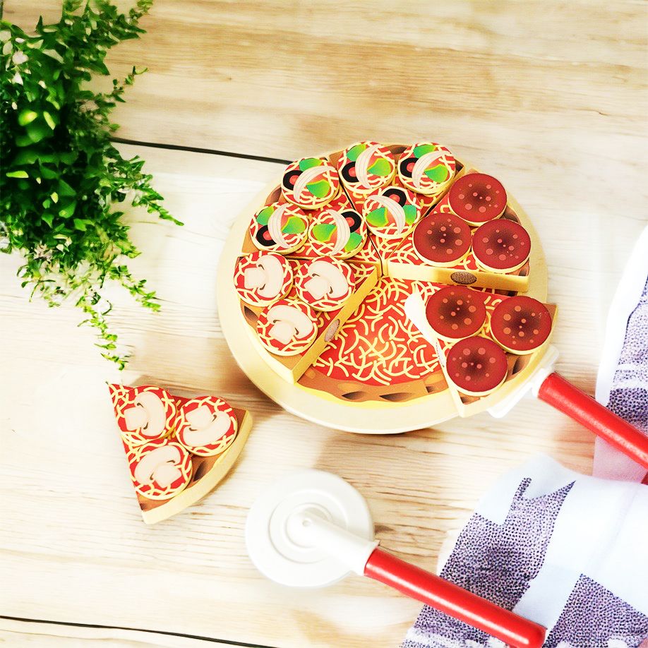 Wooden Pizza Set Pretend Play Kitchen Set. Wooden Food Toy