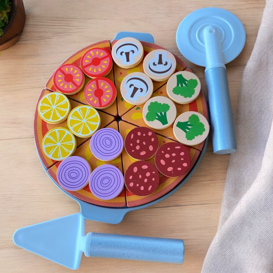 Wooden Pizza Set Pretend Play Kitchen Set. Wooden Food Toy