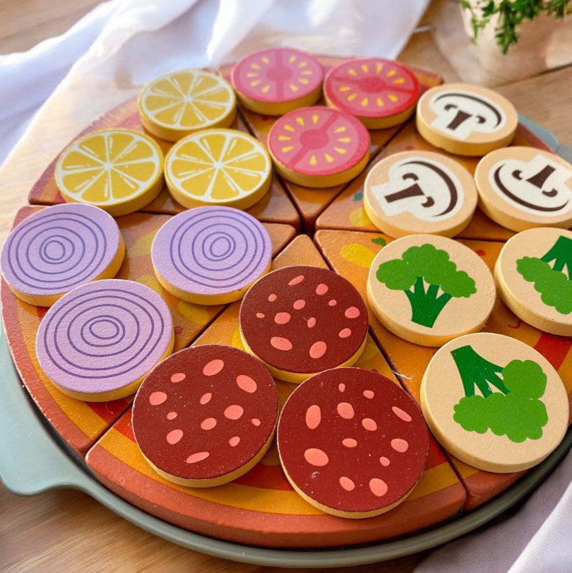 Wooden Pizza Set Pretend Play Kitchen Set. Wooden Food Toy