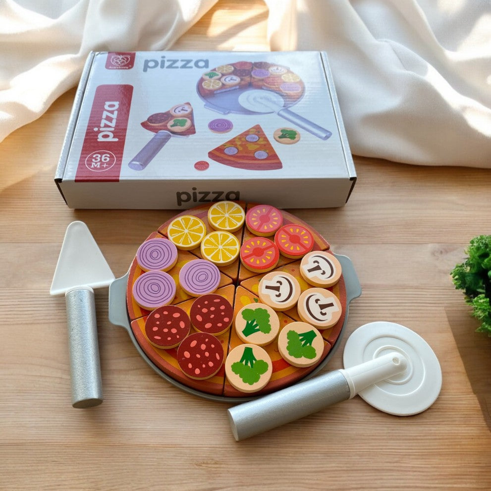 Wooden Pizza Set Pretend Play Kitchen Set. Wooden Food Toy