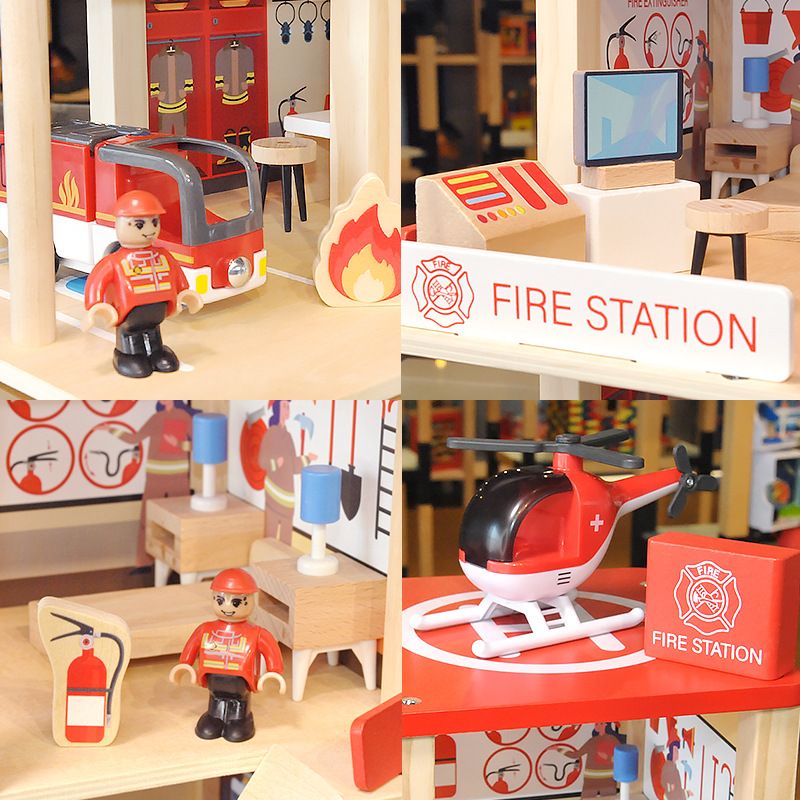 Wooden Police Station, Fire Station Pretend Play Toy