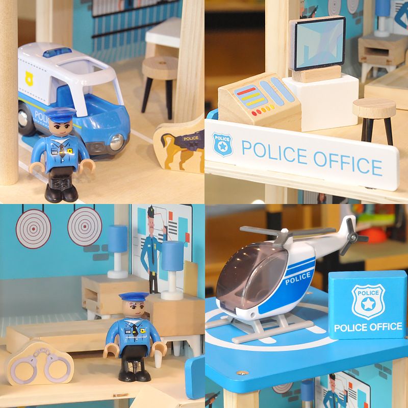 Wooden Police Station, Fire Station Pretend Play Toy