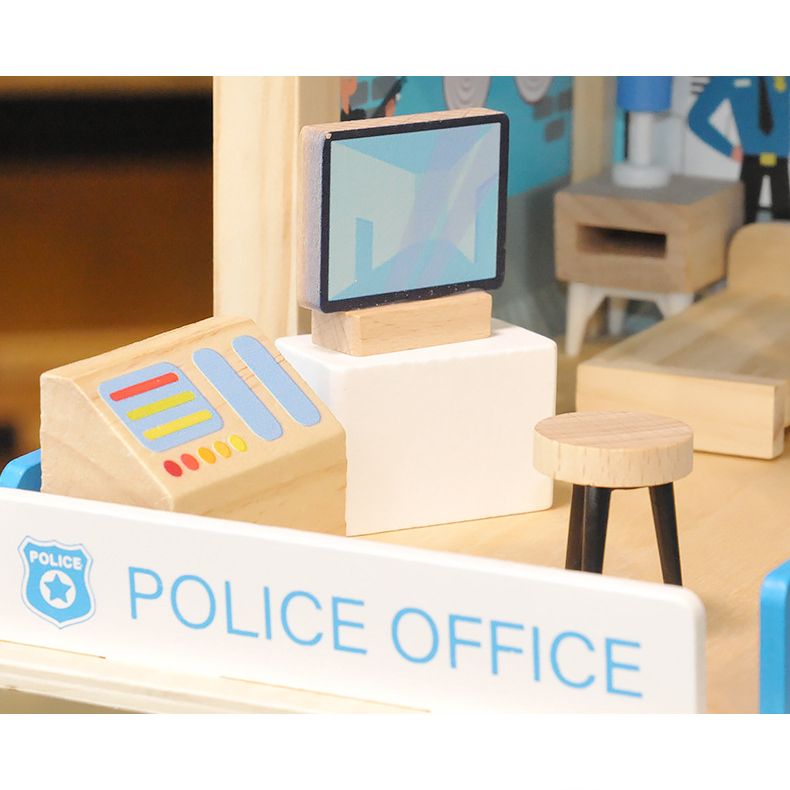 Wooden Police Station, Fire Station Pretend Play Toy