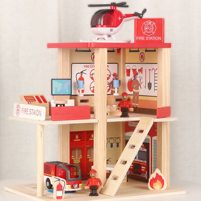 Wooden Police Station, Fire Station Pretend Play Toy