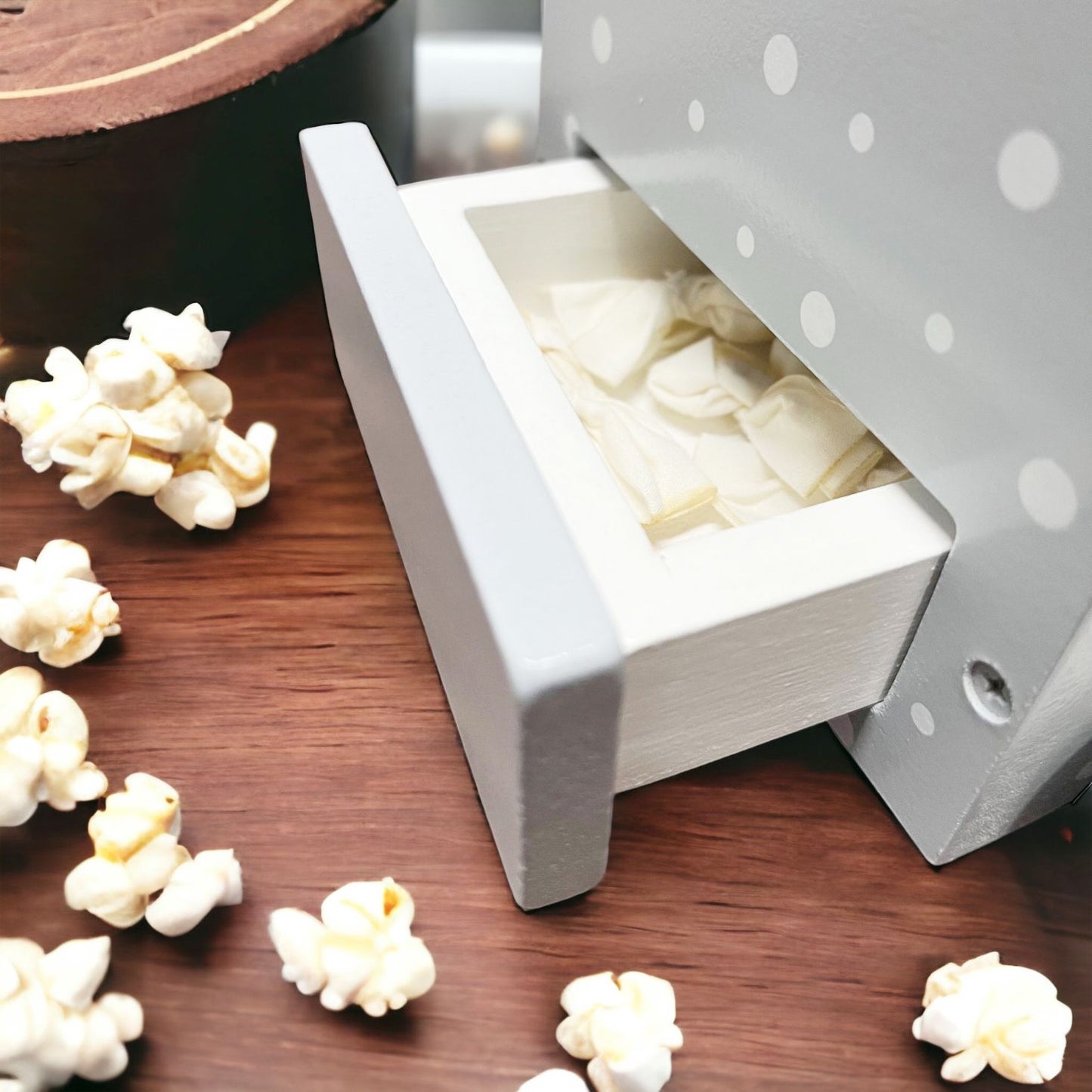 Cucino Wooden Popcorn Machine. Pretend Play Set. Wooden Kitchen Food Toy.