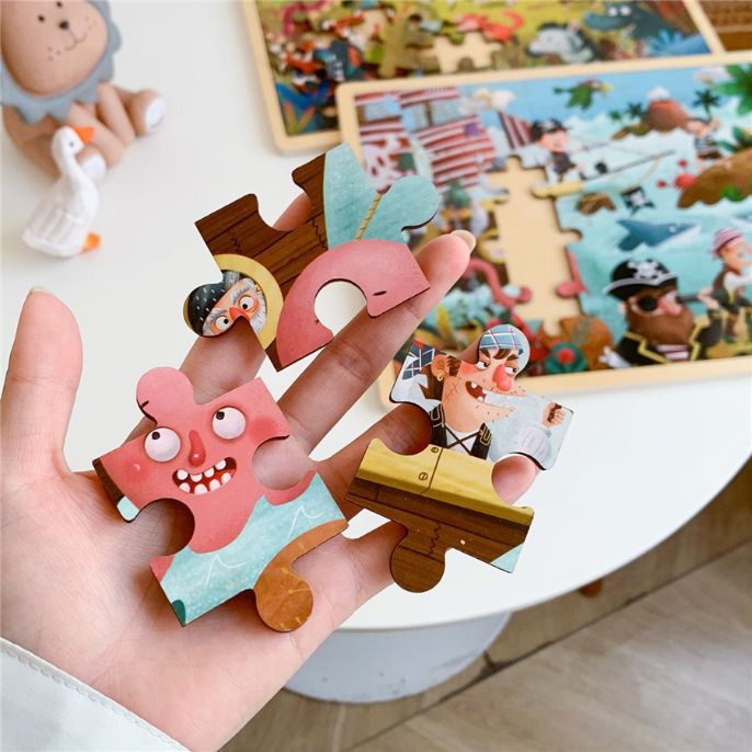 Tooky Toy Wooden Jigsaw Puzzle Pirate or Animal Theme