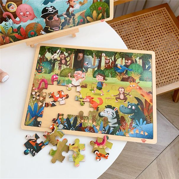 Tooky Toy Wooden Jigsaw Puzzle Pirate or Animal Theme