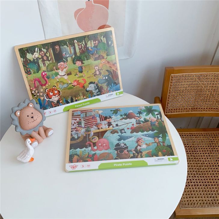 Tooky Toy Wooden Jigsaw Puzzle Pirate or Animal Theme