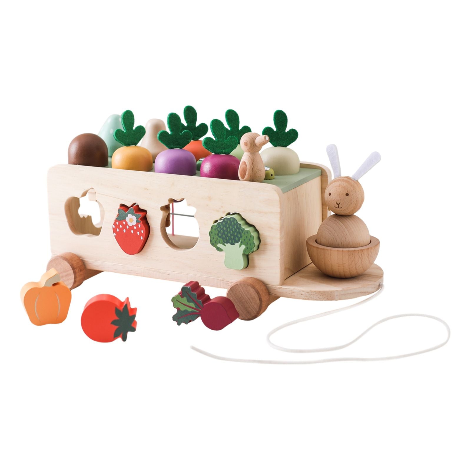 Montessori inspired wooden multi activity farm cart