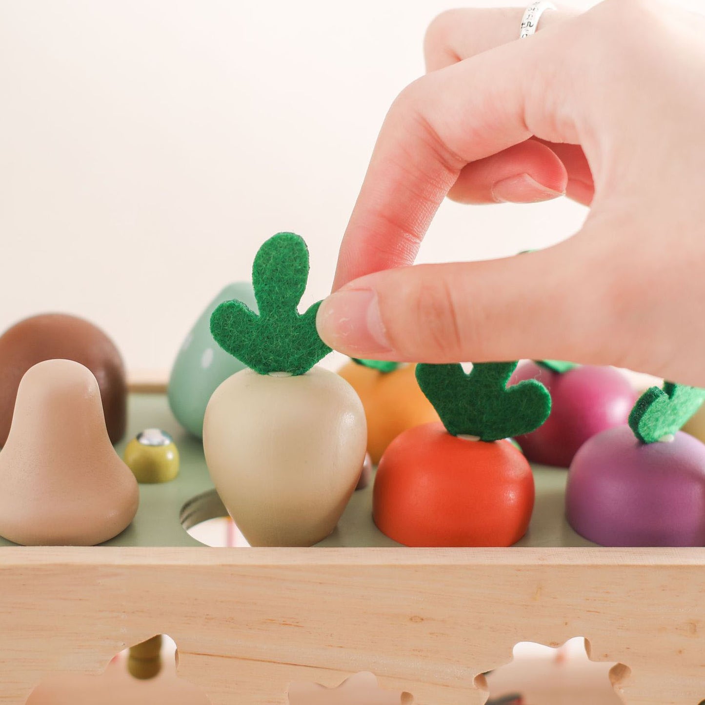 Montessori inspired wooden multi activity farm cart
