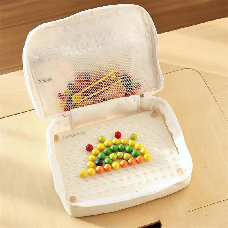 Montessori Inspired Wooden Rainbow Beads Educational Activity Board
